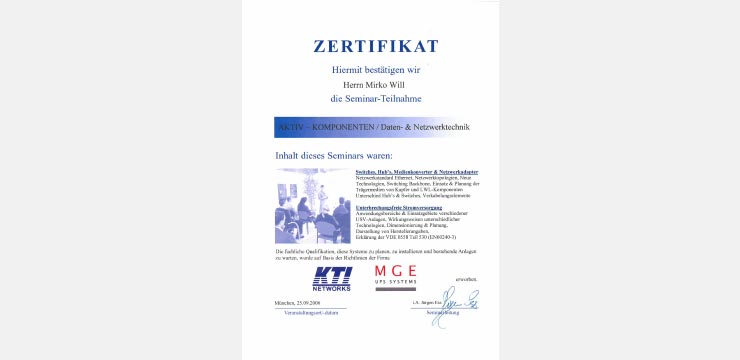 Zertifikat zu Komponenten